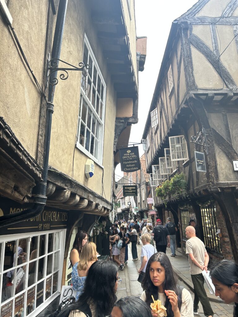 A photo of a busy UK street.