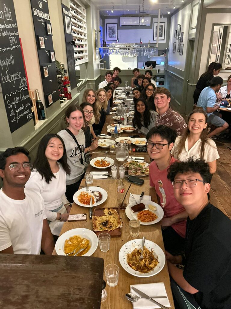 A group of students at lunch.